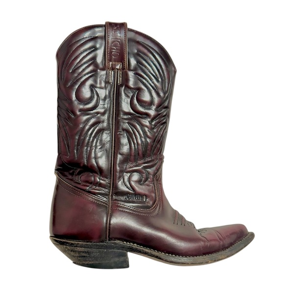 Vintage 80's Sancho Leather Cowboy Boots in Oxblood Burgundy - 37 EU (6.5 US) - Picture 2 of 10